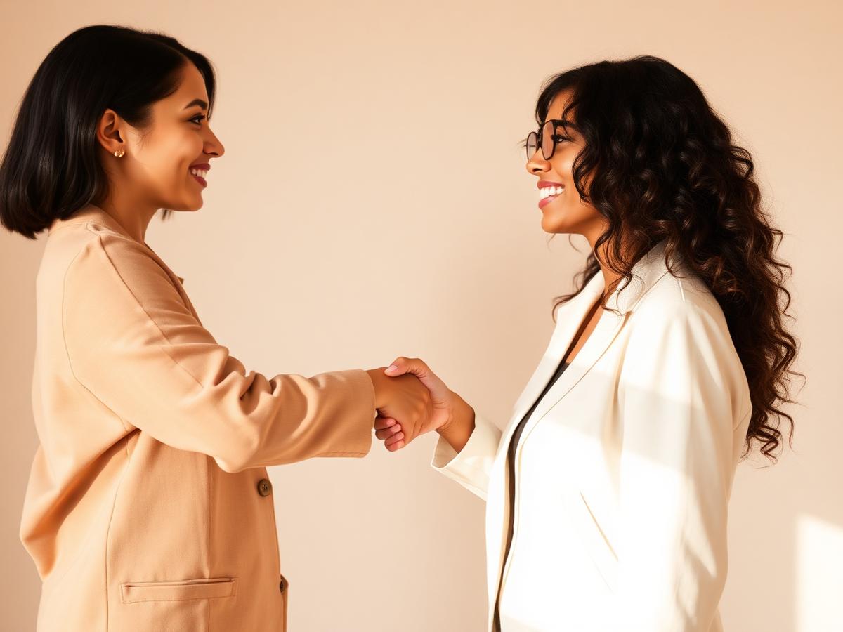 Poignée de main entre deux femmes professionnelles
